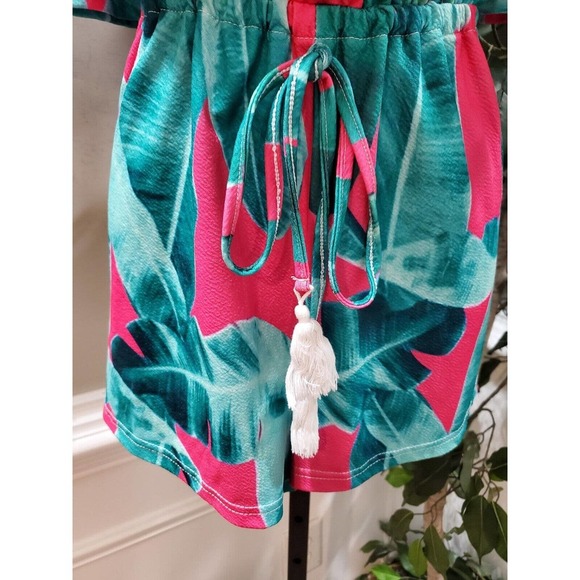 Famulily Women's Pink & Blue 100% Polyester V-Neck 3/4 Sleeve Casual Romper L - Picture 4 of 11